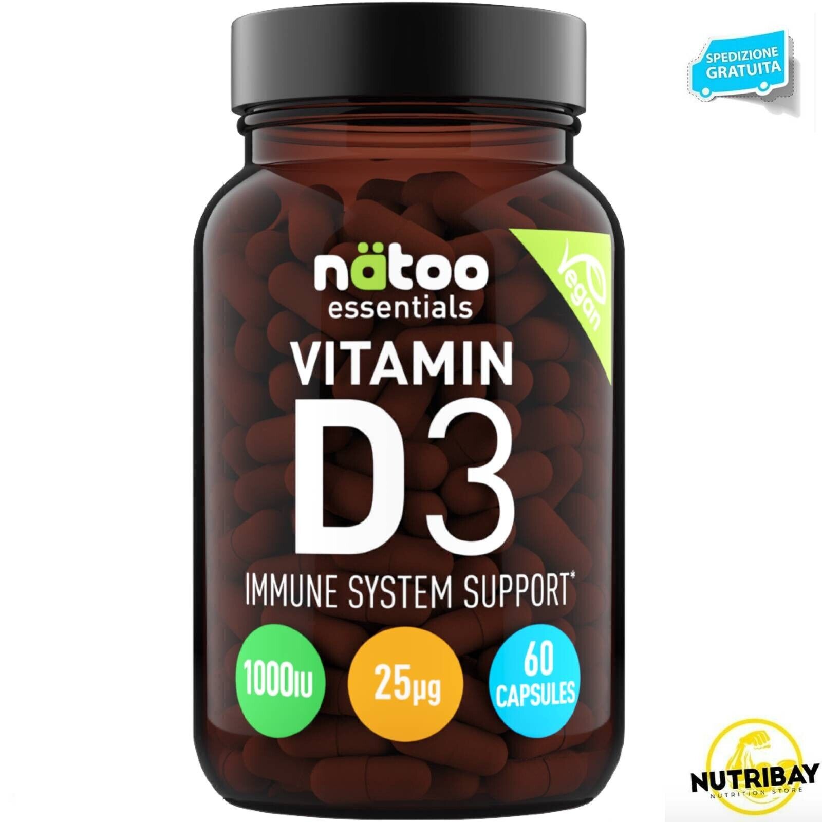 NATOO ESSENTIALS VITAMIN D3 VEGAN - 60 caps VITAMINA D3 VEGAN