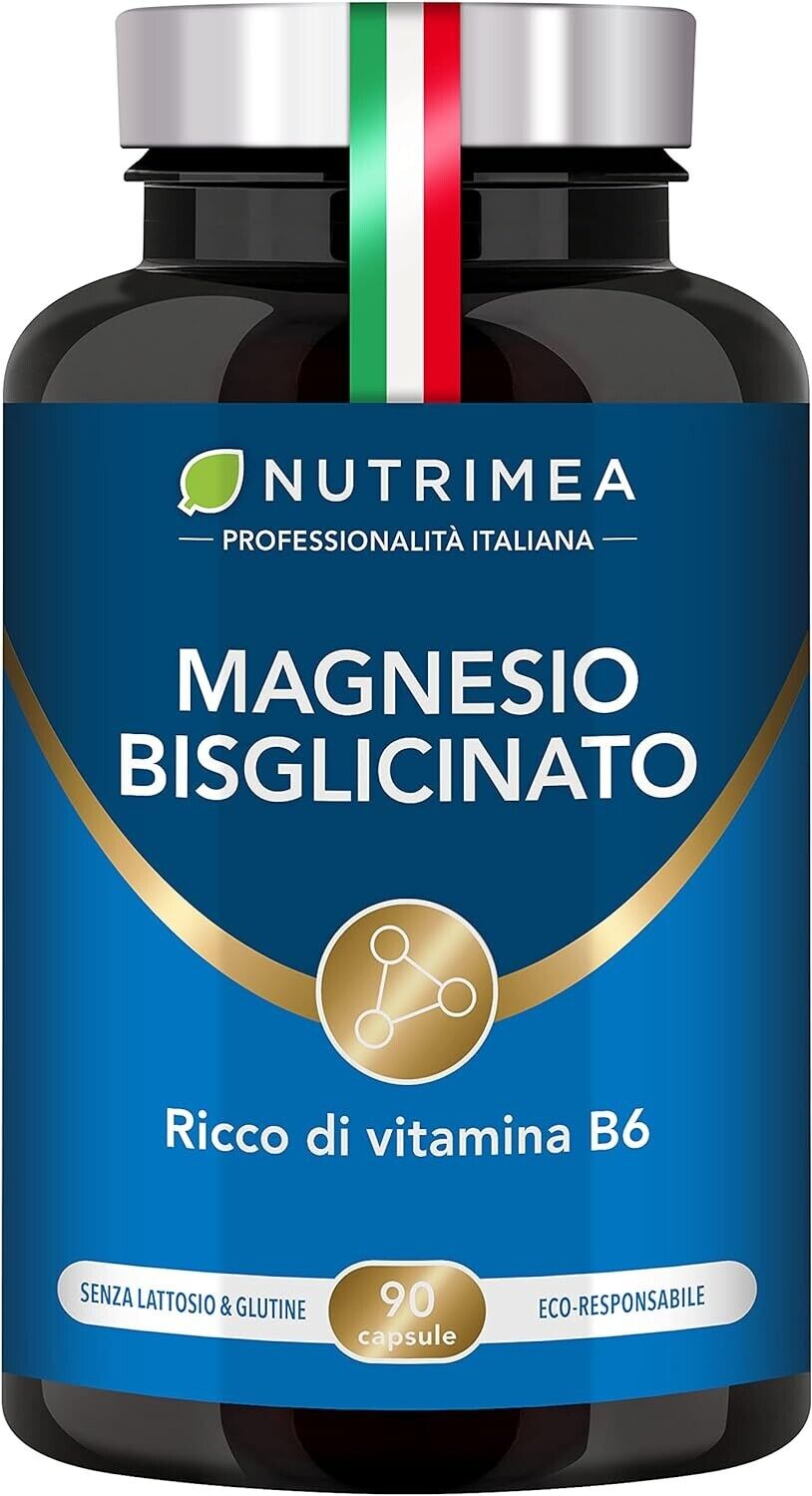 Nutrimea Integratore MAGNESIO Bisglicinato Vitamina B6 Sonno Stress 90 Capsule
