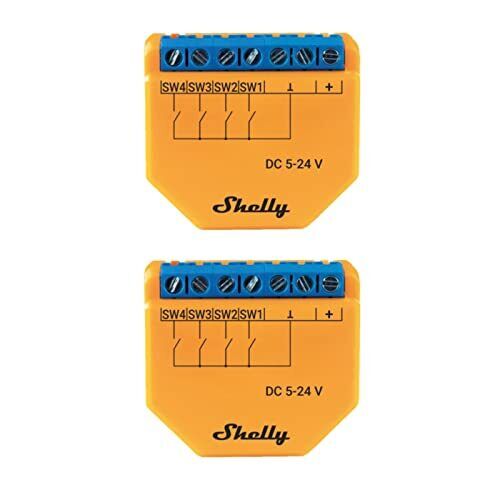 Shelly Plus i4 DC Confezione da 2 Smart Relè WLAN attivatore scenario BT (C0J)