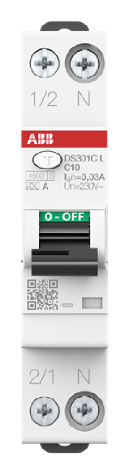 Interruttore magnetotermico differenziale DS301C L C10 A30 1 modulo 4,5 KA Abb D