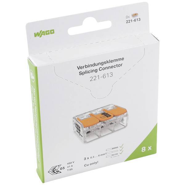 WAGO 221-613 221 MORSETTO FLESSIBILE 0.5-6 MM RIGIDO NUMERO POLI NUM 3