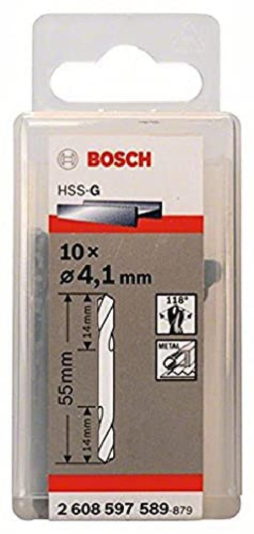 BOSCH 2608597589   Broca para metal HSS G doble punta: 4,1 x14 x55: 10 uds