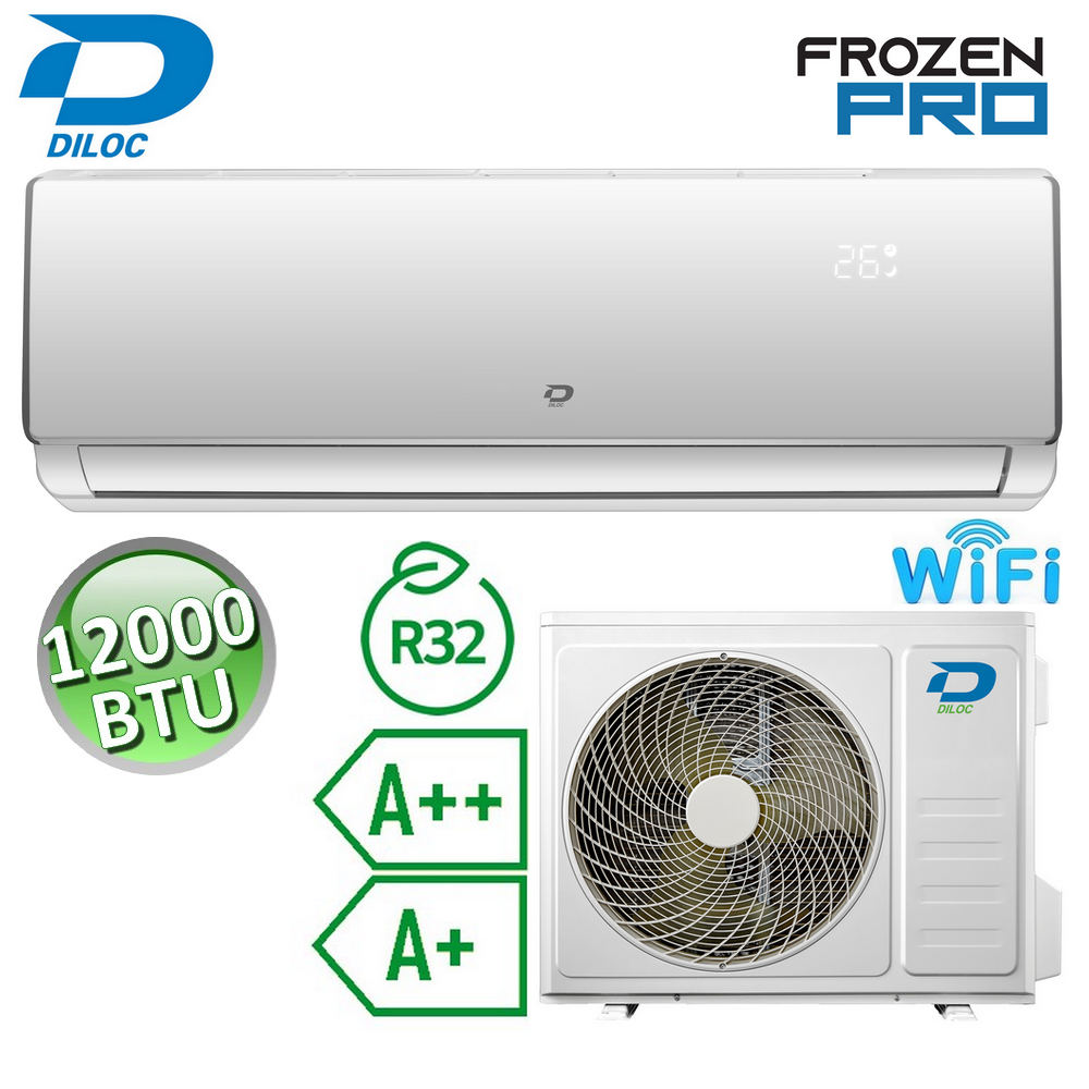 Climatizzatore mono split 3.5 kW 12000 Btu R32 A++/A+ Diloc Frozen PRO - WiFi in