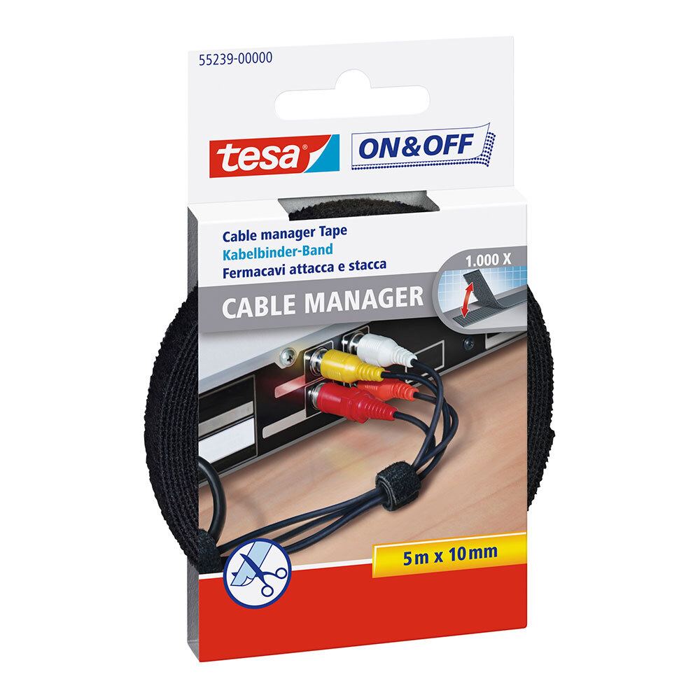 E3/47082 Organizzatore Di Cavi Nastro Di Chiusura 5M X 10MM Nero 55239 TESA