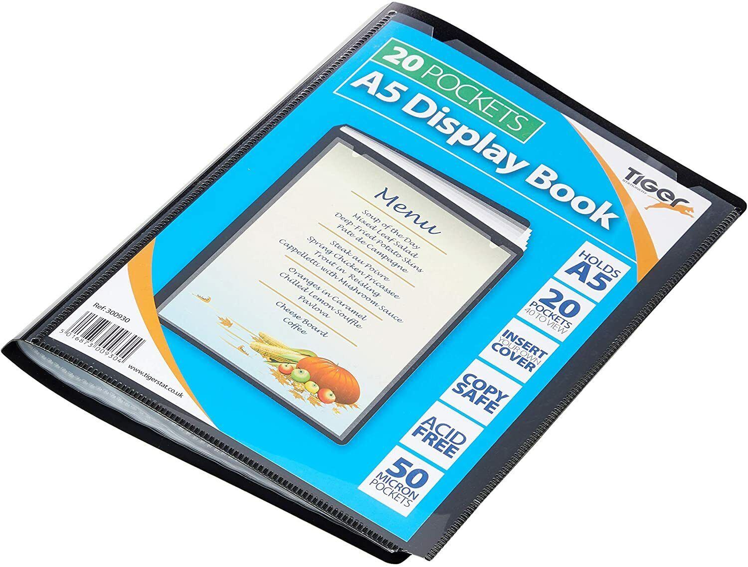 Tiger A5 Nero Display Libro 20 Tasca Presentazione Cartella Con Plastica Tasche