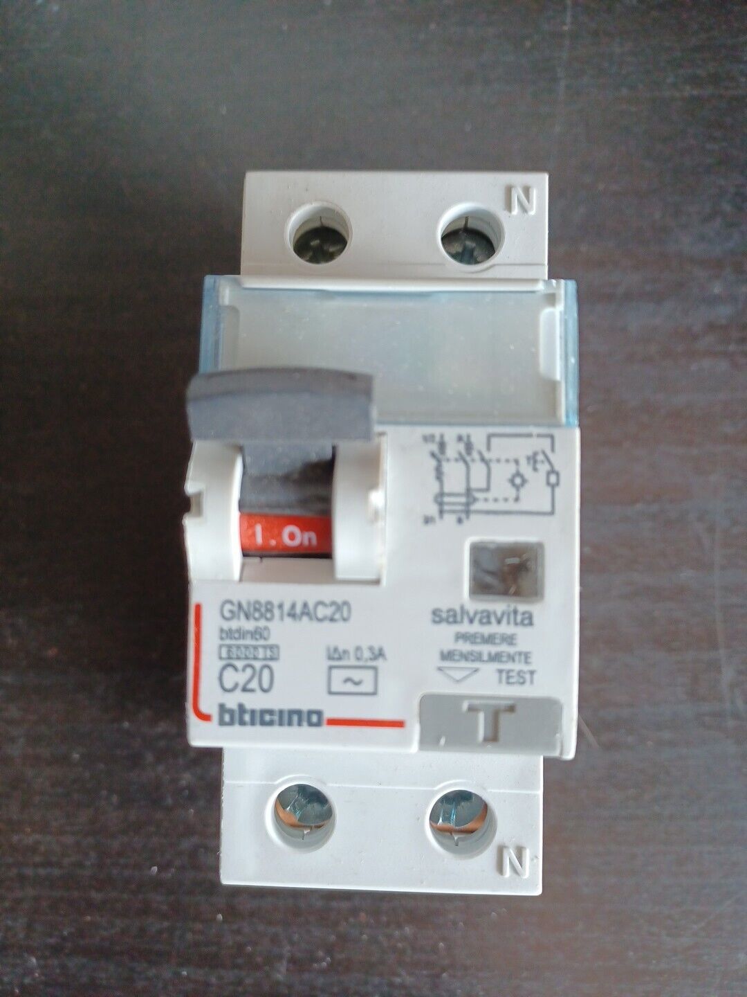 BTICINO  GN8814AC20 Interruttore Magnetotermico Differenziale  1P+N  Idn0.3A