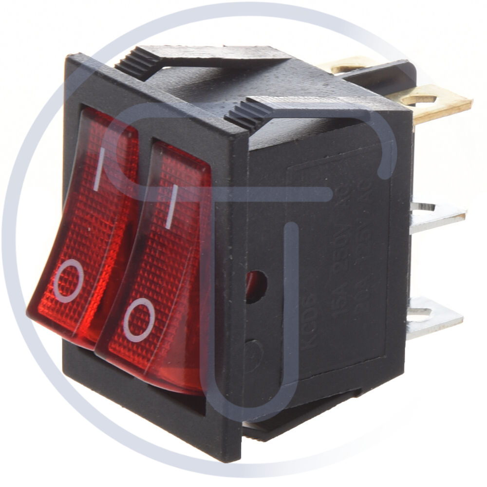 Doppio interruttore unipolare a bilanciere SPST ON-OFF con tasti luminosi rossi