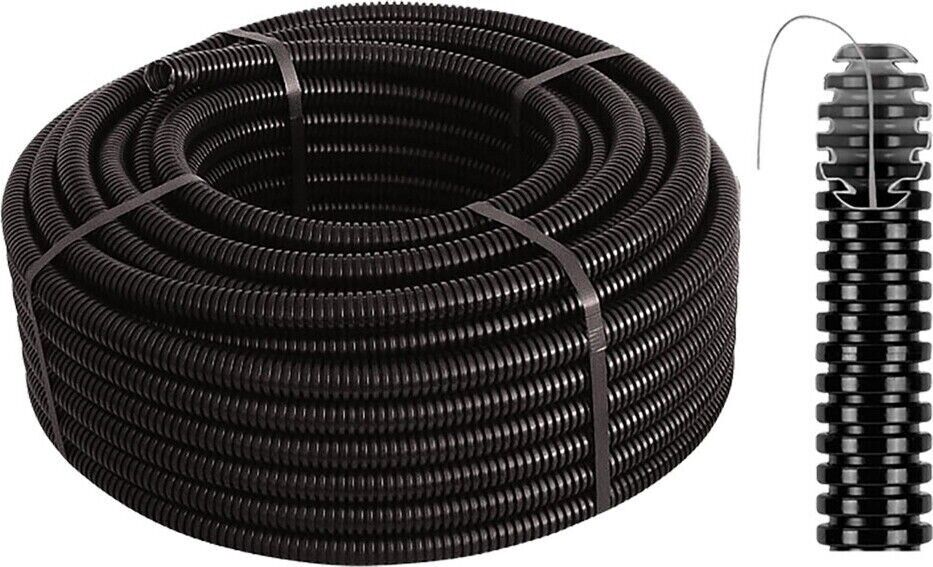TUBO CORRUGATO NERO PIEGHEVOLE CON TIRA FILO DIAMETRO 25 10 METRI (TUBIFOR)