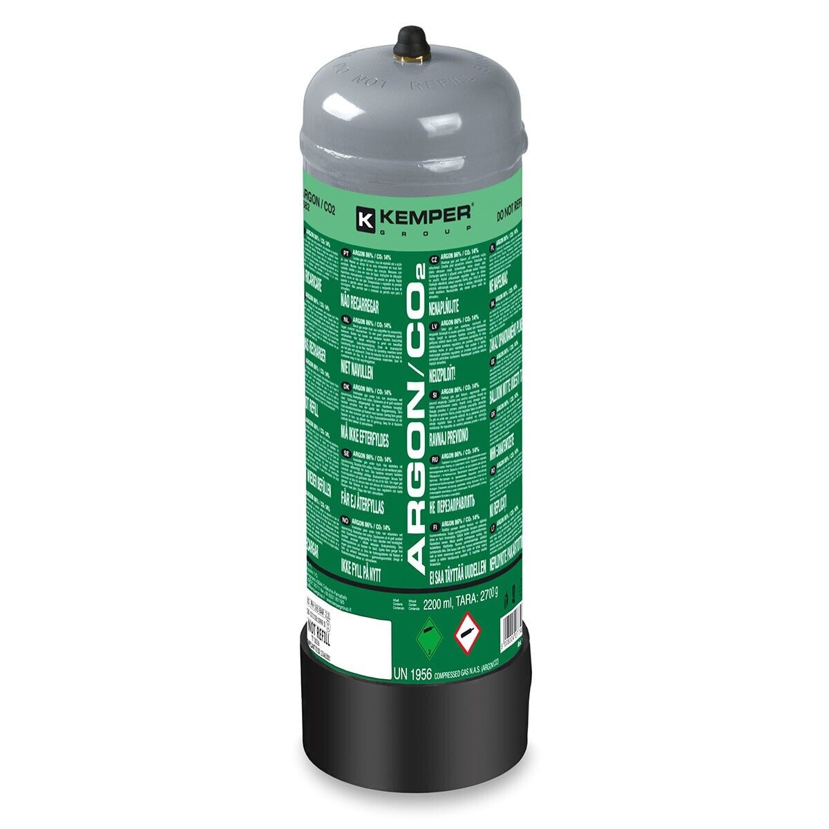 Bottiglia Di Gas Argon+CO2 110 BAR 2.2 L Monouso