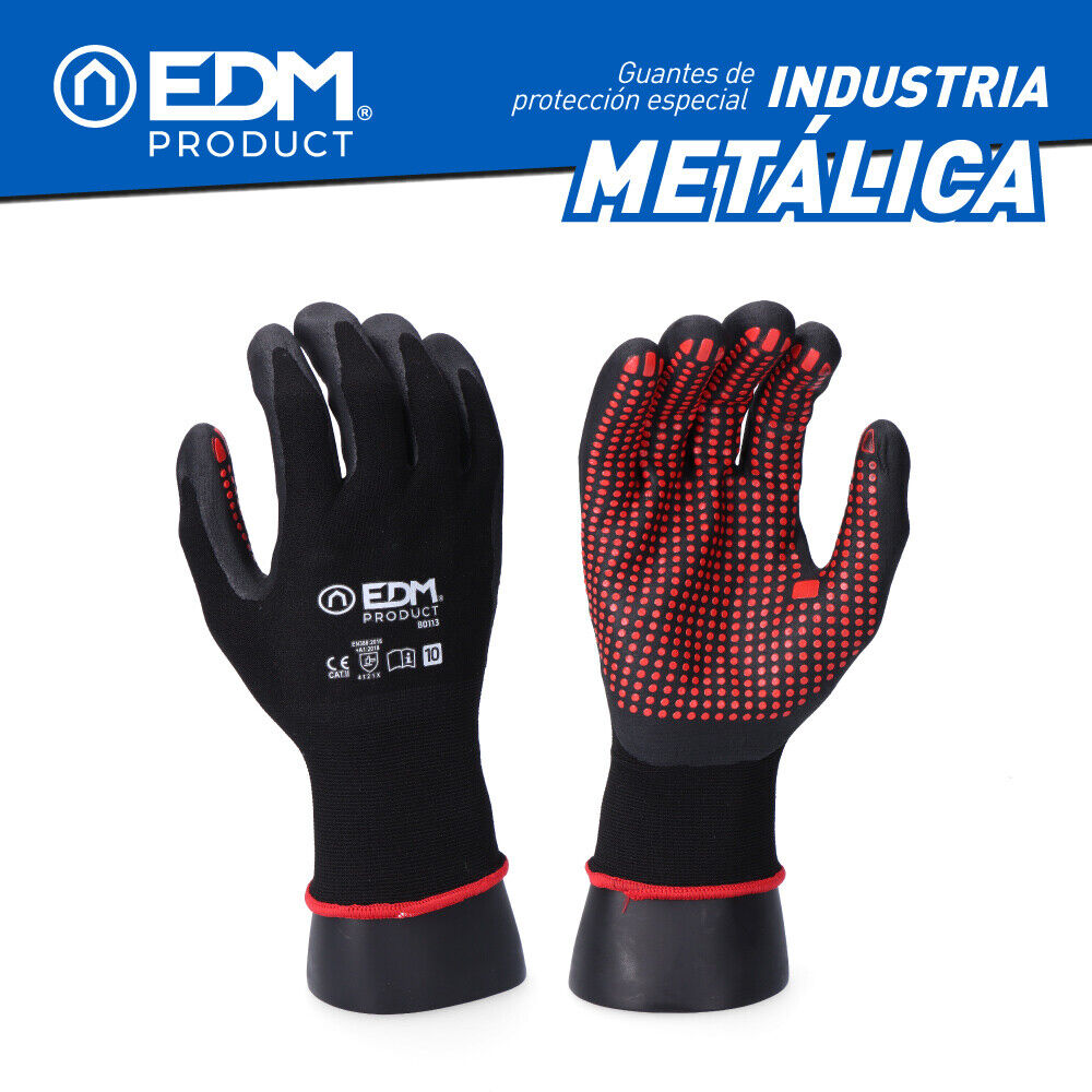 Guanto Industria Metallurgico Nylon / Lycra Rivestito Da Nitrile Taglia 8 EDM