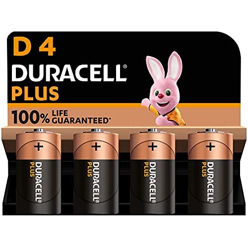 Duracell   Plus D, Batterie Torcia Alcaline, confezione da 4, 1.5 volt LR20 MN14