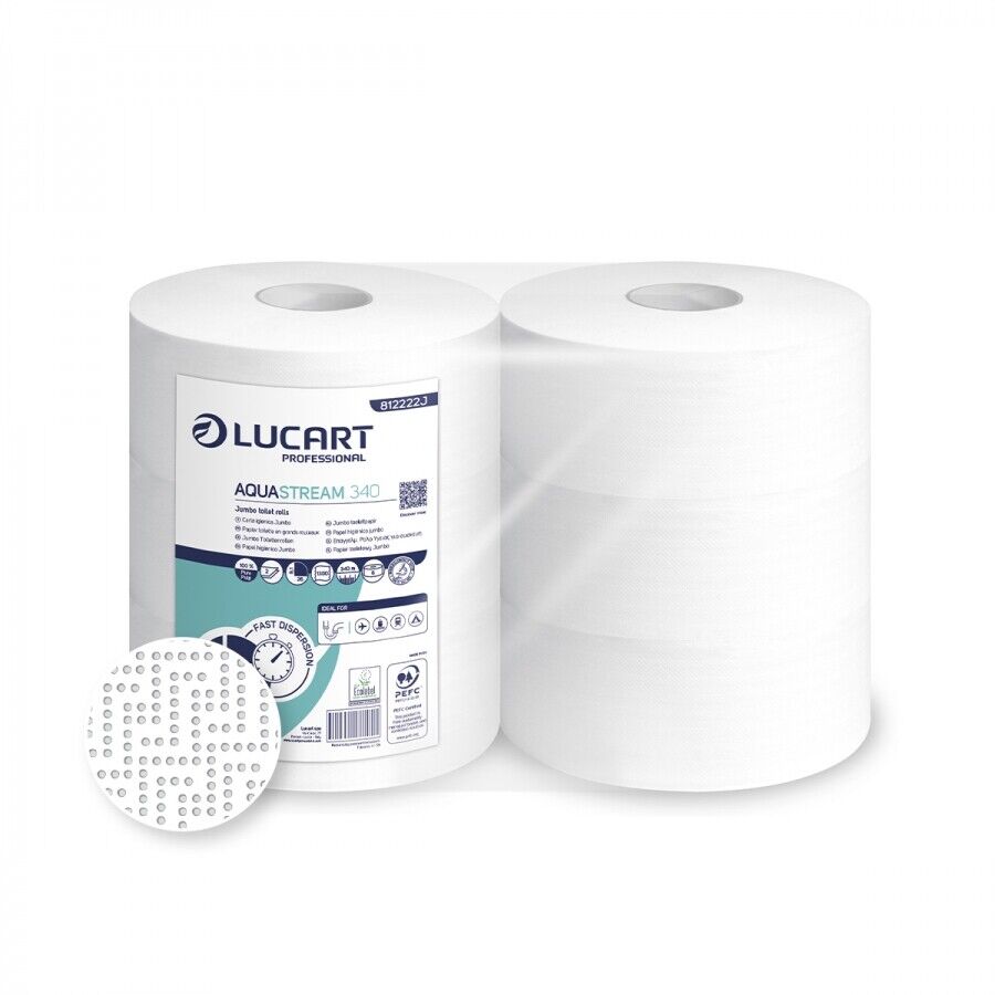 LUCART AQUASTREAM 340 JUMBO 1PZ BOBINE ROTOLI ANTI INTASAMENTO WC