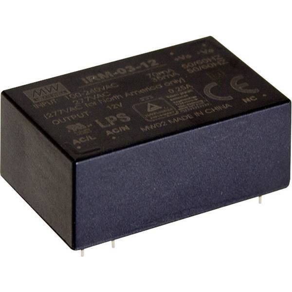 Mean well irm 03-5 alimentatore da circuito stampato ac / dc 5 v/dc 600 ma 3 w