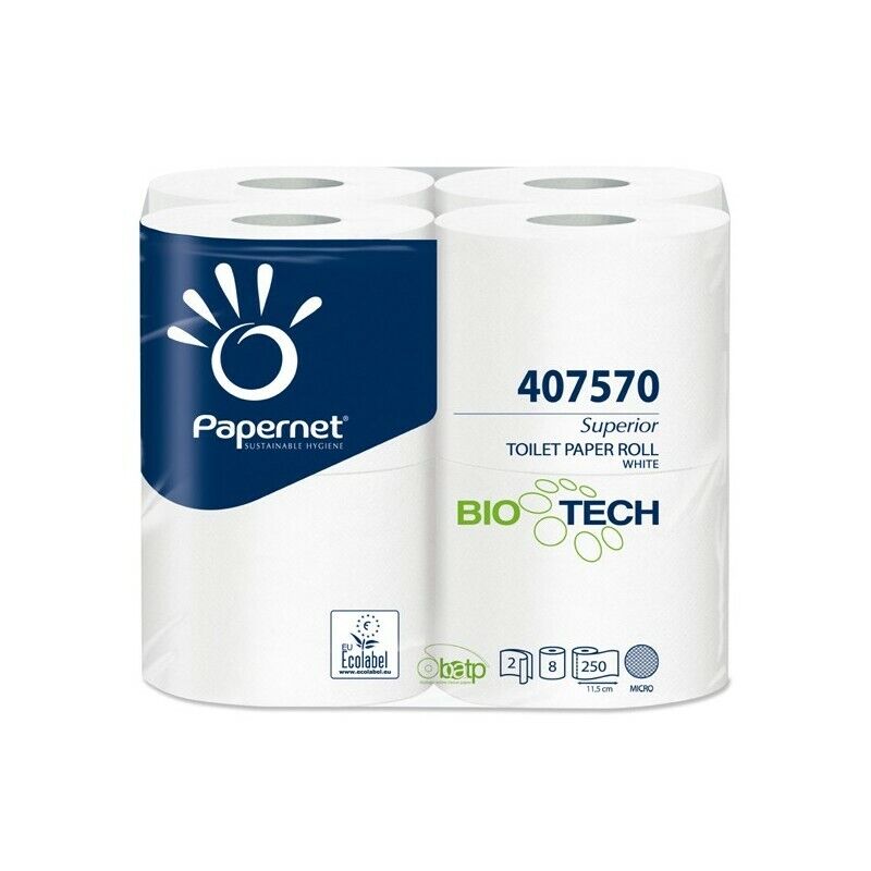 Pacco 4 Rotoli carta igienica 2 veli classica 27.5 Mt 250 strappi Biotech