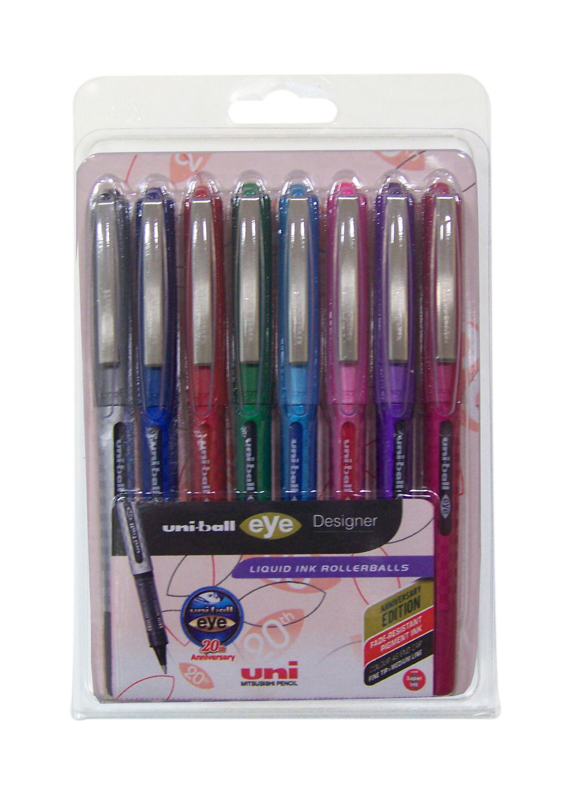 Uni-Ball Occhio Design Gamma a Sfera Penna Set UB-157D- Pacco Di 8 Colori Misti