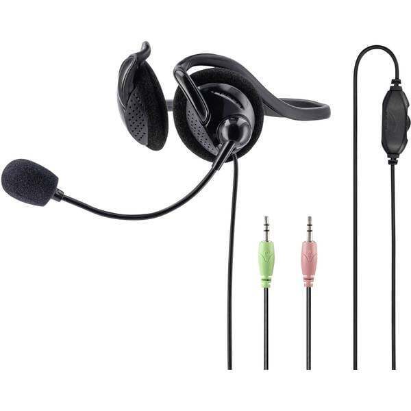 Hama nhs-p100 cuffia headset per pc jack 3,5 mm filo stereo on ear nero