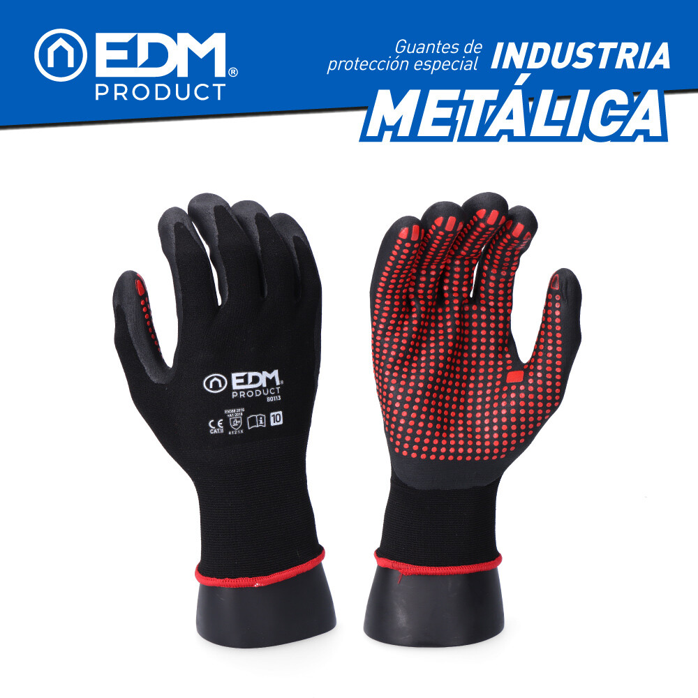 Guanto Industria Metallurgico Nylon / Lycra Rivestito Da Nitrile Taglia 10 EDM