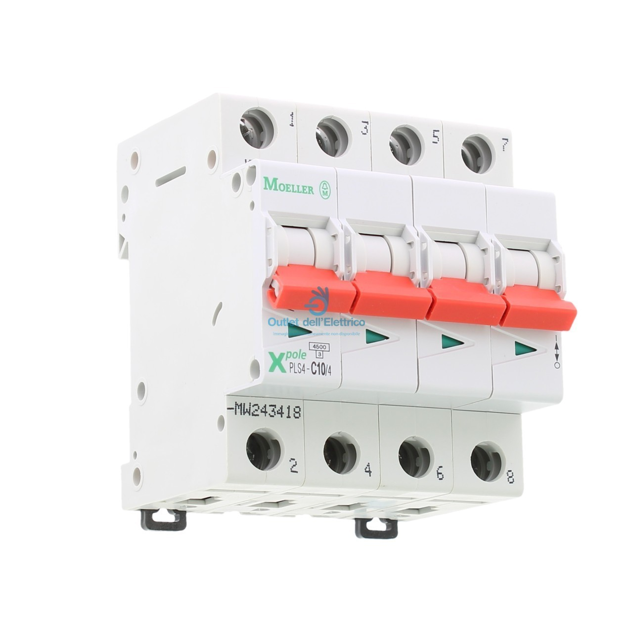 Eaton 243418 Pls4-c10/4 interruttore magnetotermico 4,5ka 4p c 10a
