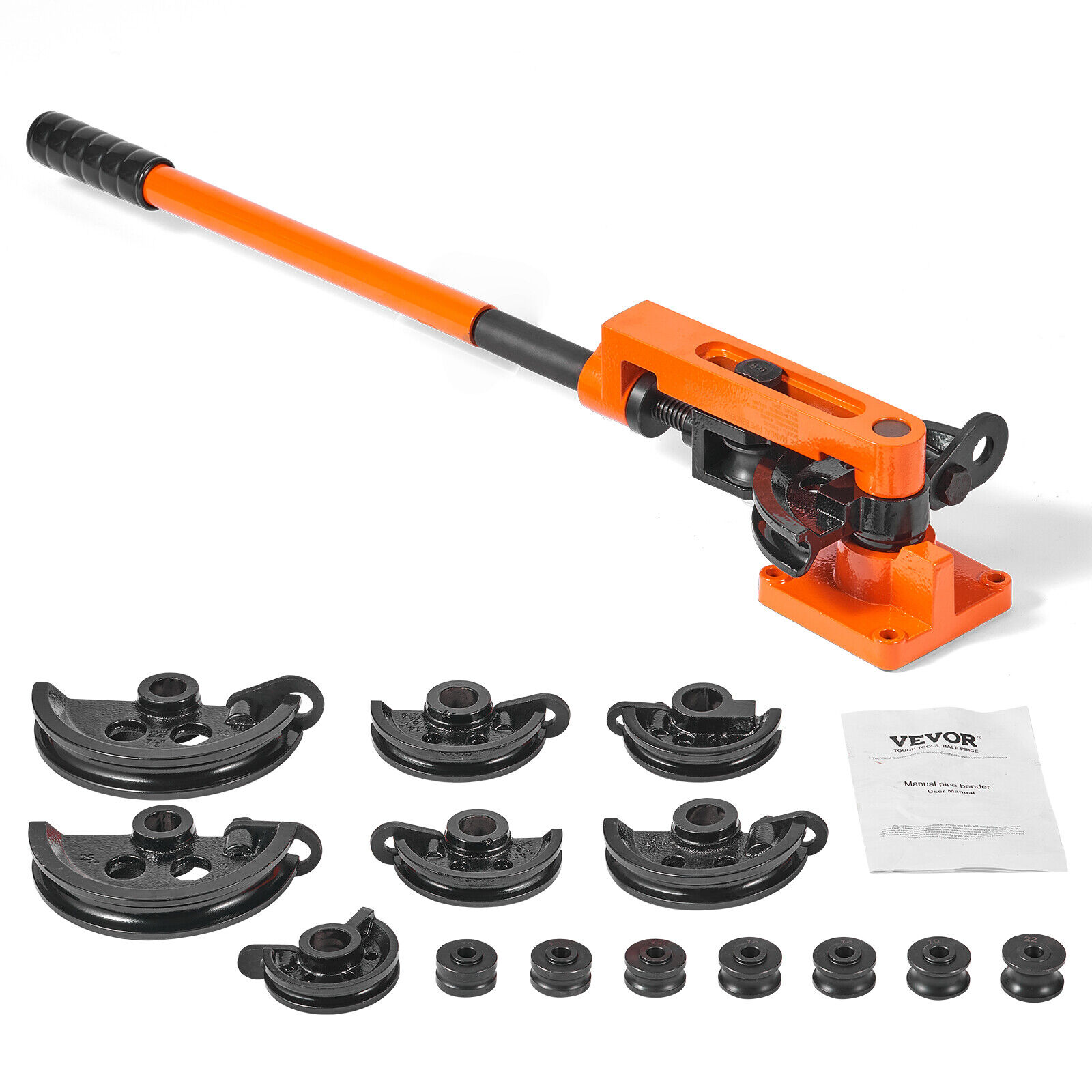 VEVOR Piegatubi Manuale Curvatubi 10-25 mm 7 Matrici Strumenti di Piegatura 180°