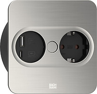 Bachmann TWIST2 1xCEE7/3 1USB Inox-Optik eckig Aderendhülsen USB 946.005