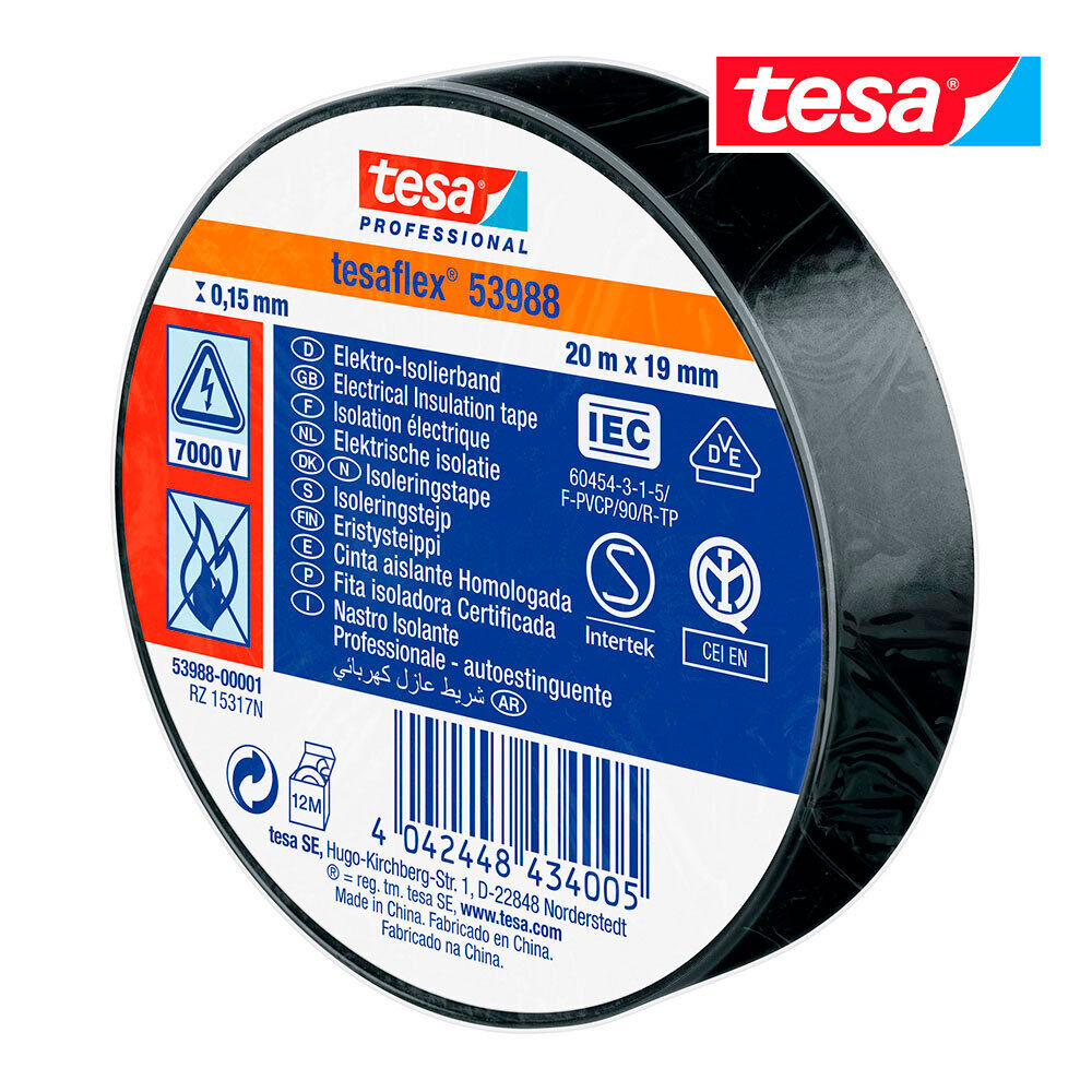 E3/47063 Nastro Isolante Approvato Nera 20M X 19MM 53988 TESA