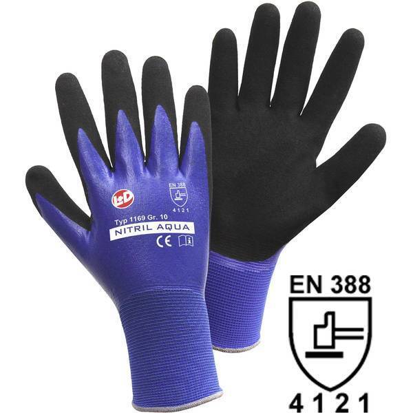 Guanto da lavoro nylon taglia 8 m en 388 cat ii l+d nitril aqua 1169 1 paia