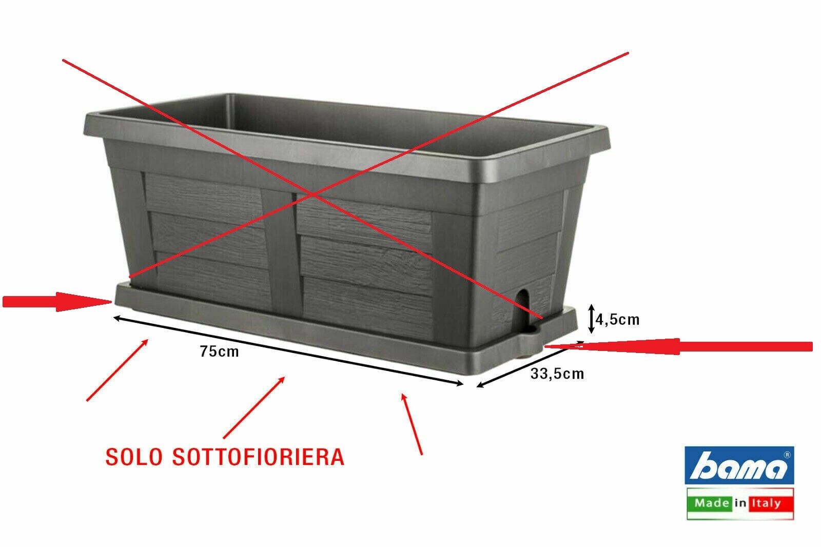 SOTTOFIORIERA TERRA EFFETTO LEGNO CM.80 ANTRACITE SENZA FIORIERA PLASTICA 9 2022