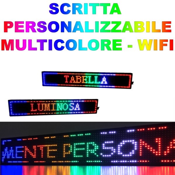 Insegna Luminosa A Led Scritta Personalizzata Scorrevole Tabella 100 X 20 Cm