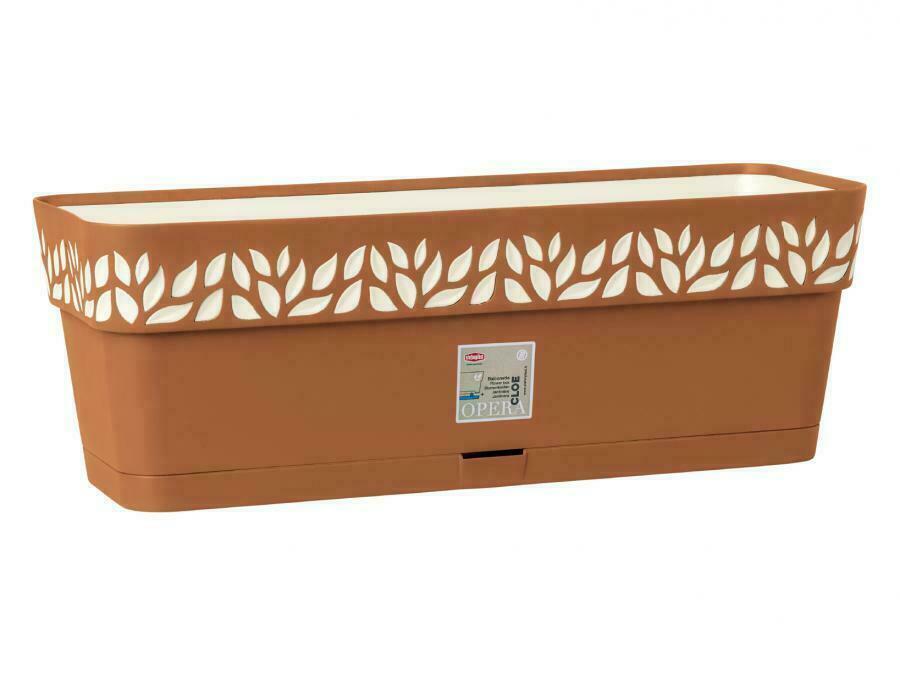 FIORIERA BALCONIERA RETTANGOLARE CM.50 C/SOTTOCASSETTA PLASTICA TERRACOTTA OPERA