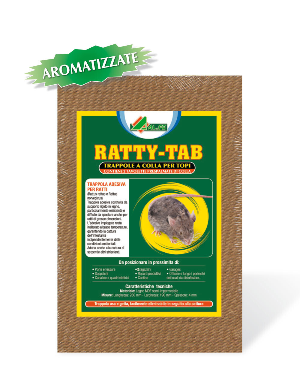 Tavole con Colla Ratticida Ratty-Tab Alfe Natura 19X28cm