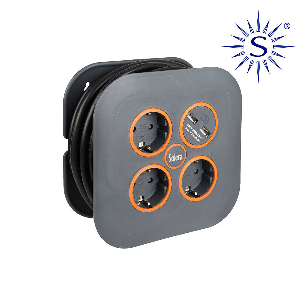 E3/20017 Linea Roller Con 3 Basi 2P+T E 2 USB SOLERA