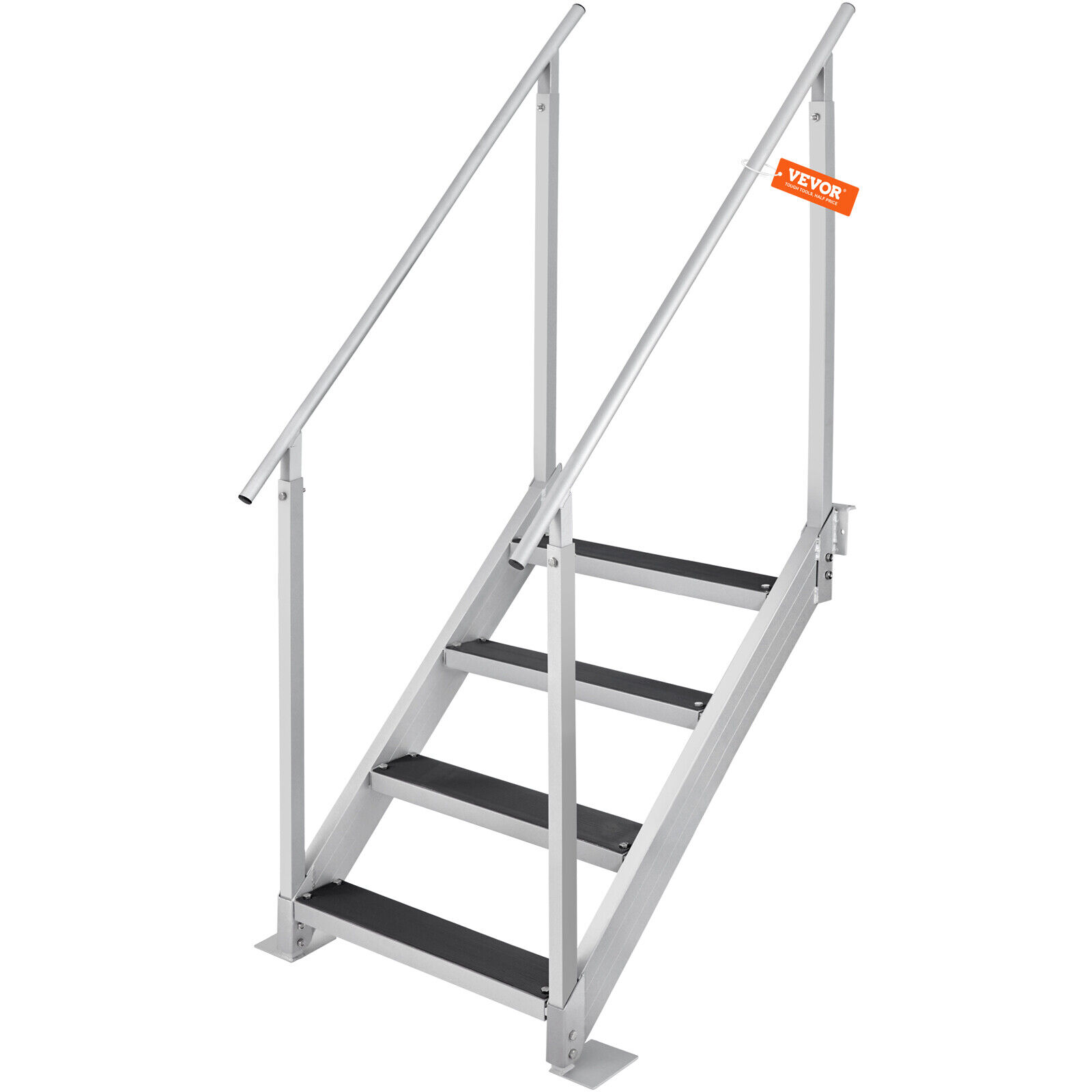 VEVOR Scaletta da Barca in Alluminio Regolabile in Altezza 75-96 cm 4 Gradini