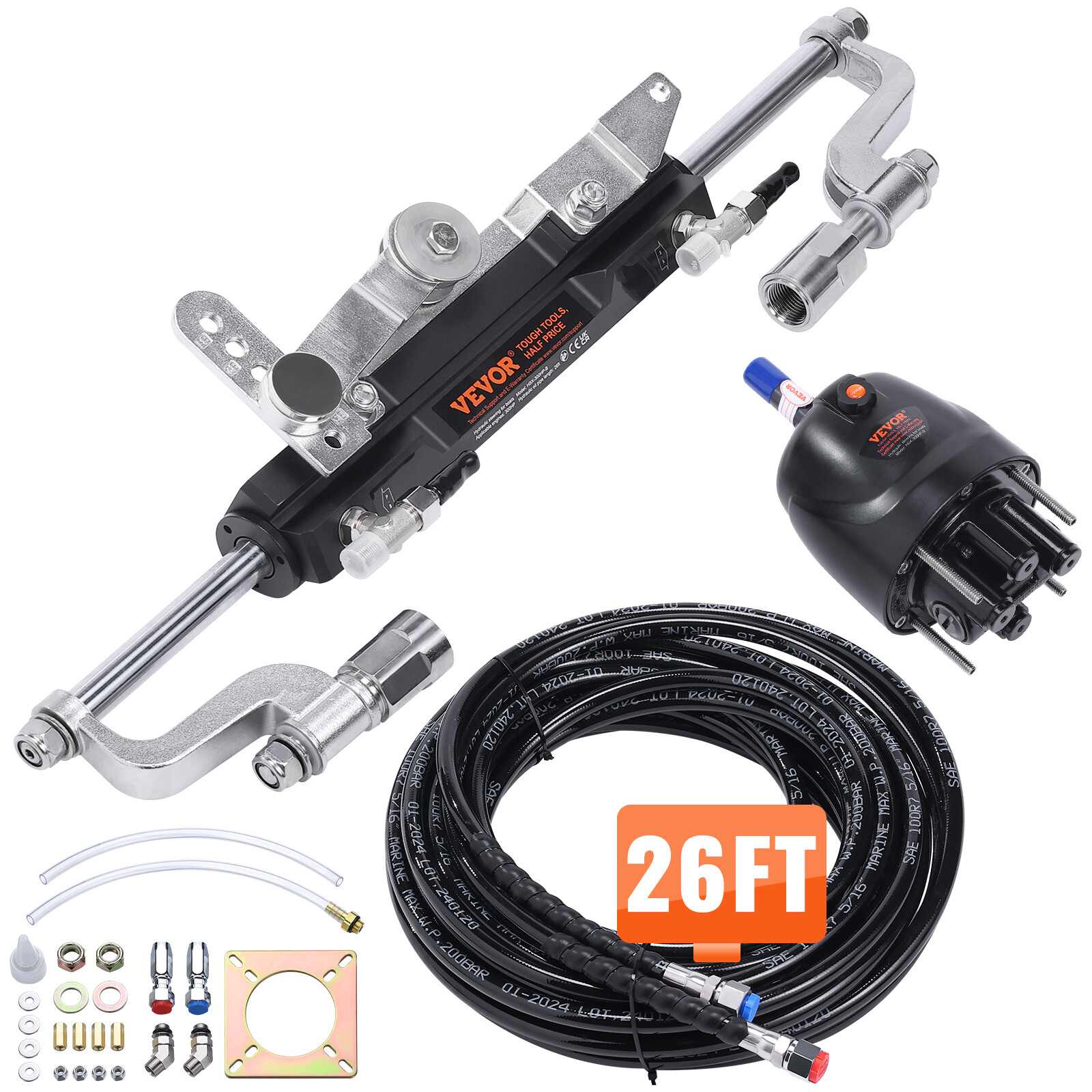 VEVOR Kit timoneria idraulica per fuoribordo marino fuoribordo barche 300HP