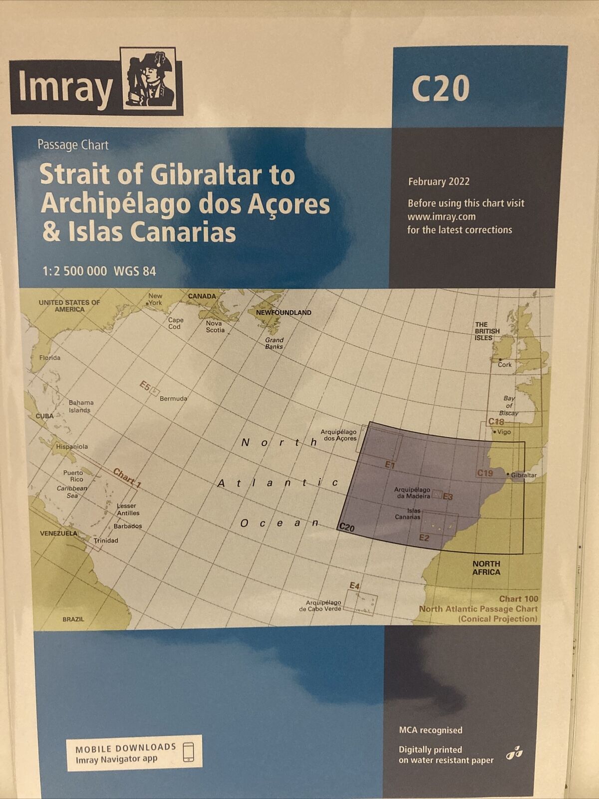 Imray Charts C20 Strait Of Gibraltar, Azores And Canary Islands - Carta Nautica