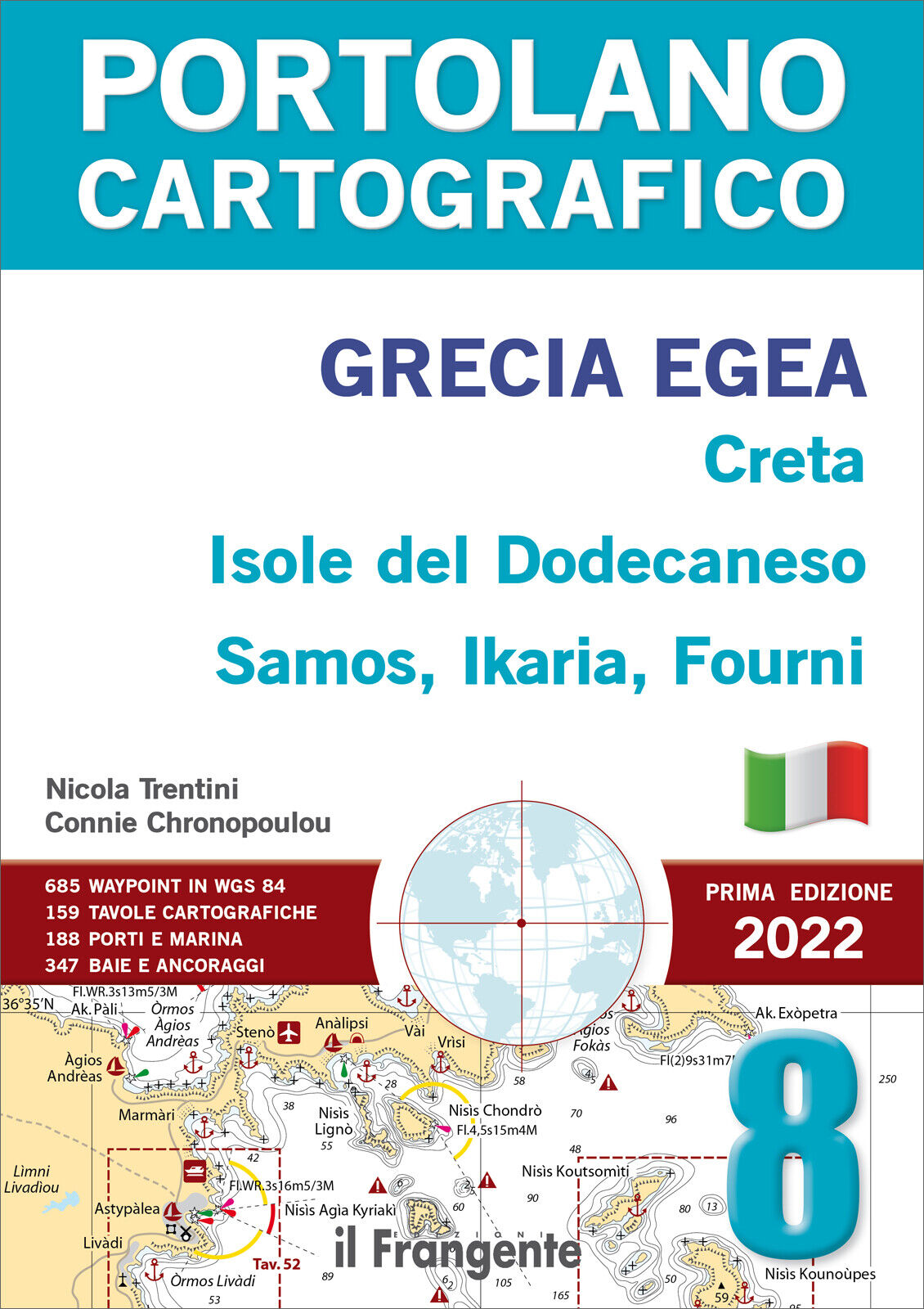 Portolano cartografico 8 Grecia Egea:Creta, Isole del Dodecaneso, Samos, Ikar...