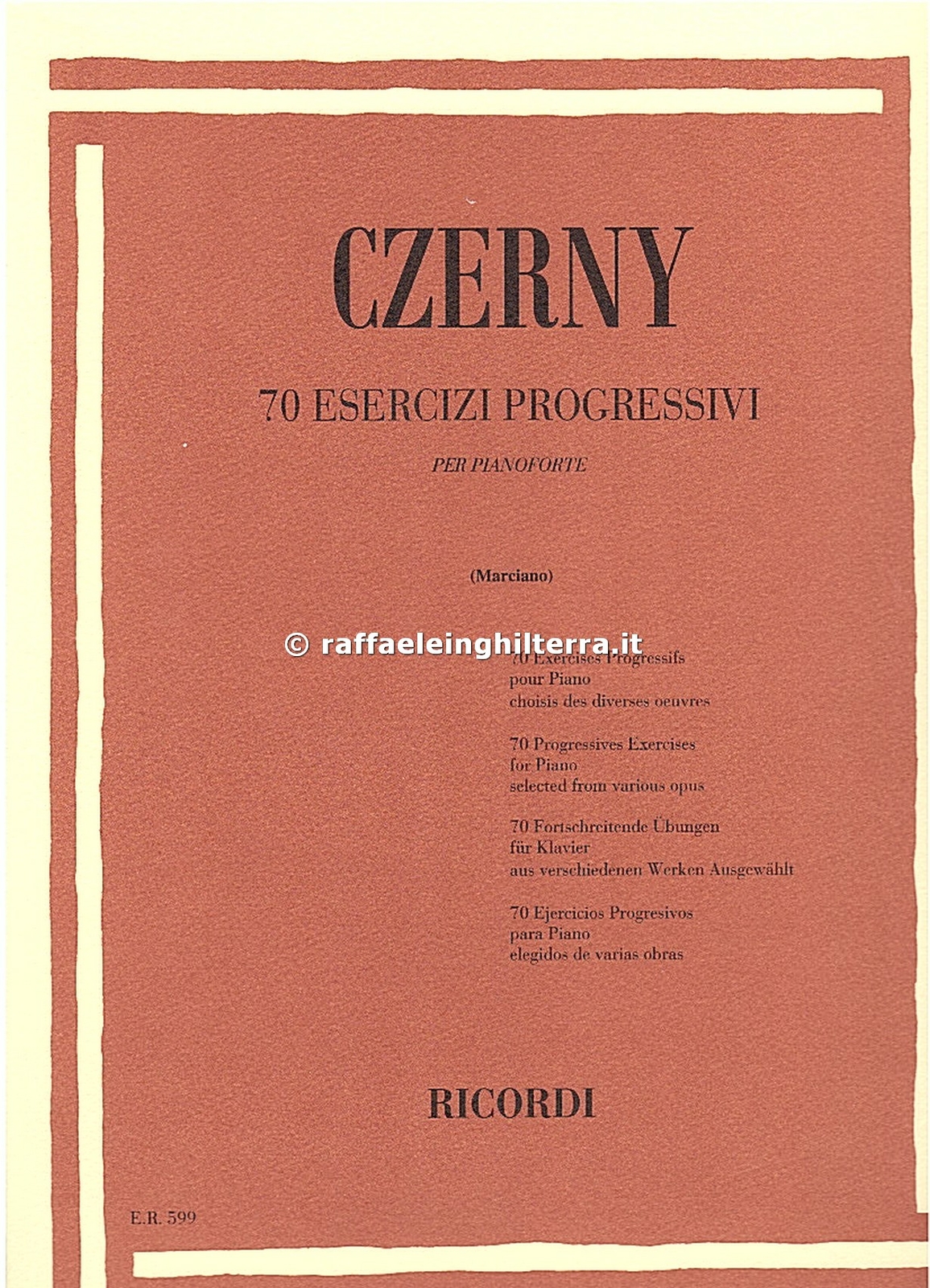 Ricordi 70 esercizi progressivi per pianoforte Czerny Carl