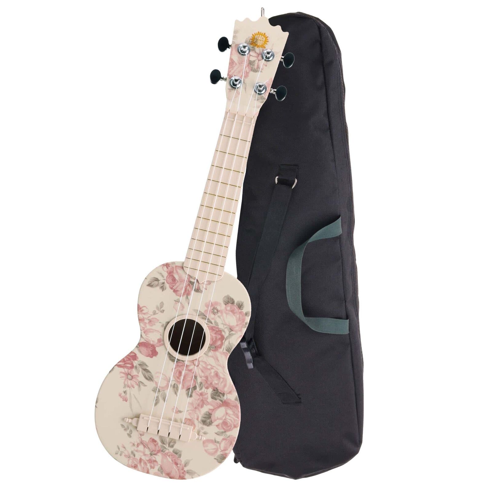 Ukulele Soprano Chitarra Hawaii Uke Kit 4 Cordas Nylon 21'' Custodia Fiore Rose