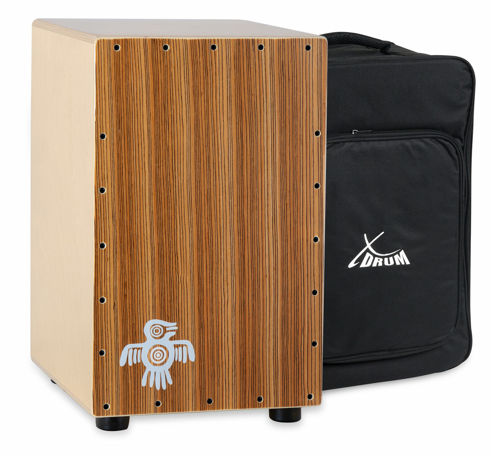 Cajon Percussioni Batteria di Legno Betulla Zebrano Snare Regolabili + Custodia