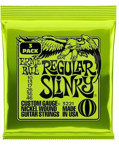 Ernie Ball Confezione 3 Set 6 corde chitarra elettrica muta 3221 Regular Slinkly