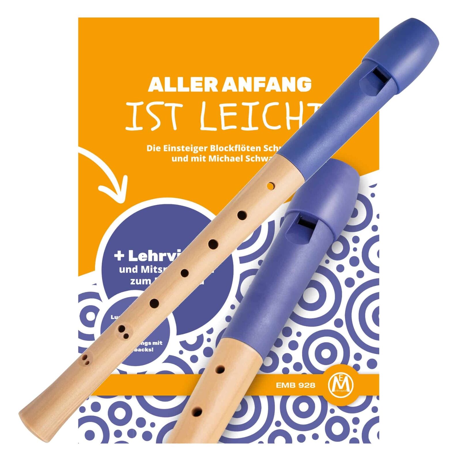 Flauta Dolce Soprano in Do Corpo Legno Acero Scuola Diteggiatura Barocca Blu Set