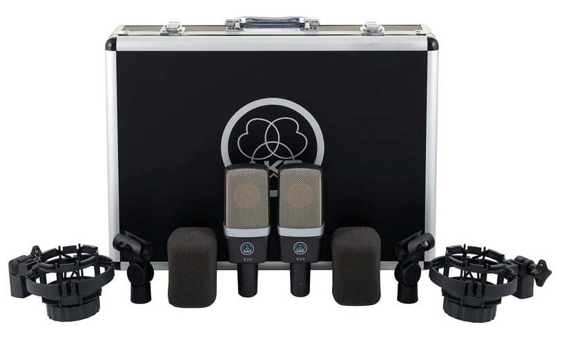 AKG C214 SET 2 MICROFONI STUDIO E LIVE A CONDENSATORE LARGO DIAFRAMMA VOCE E STR