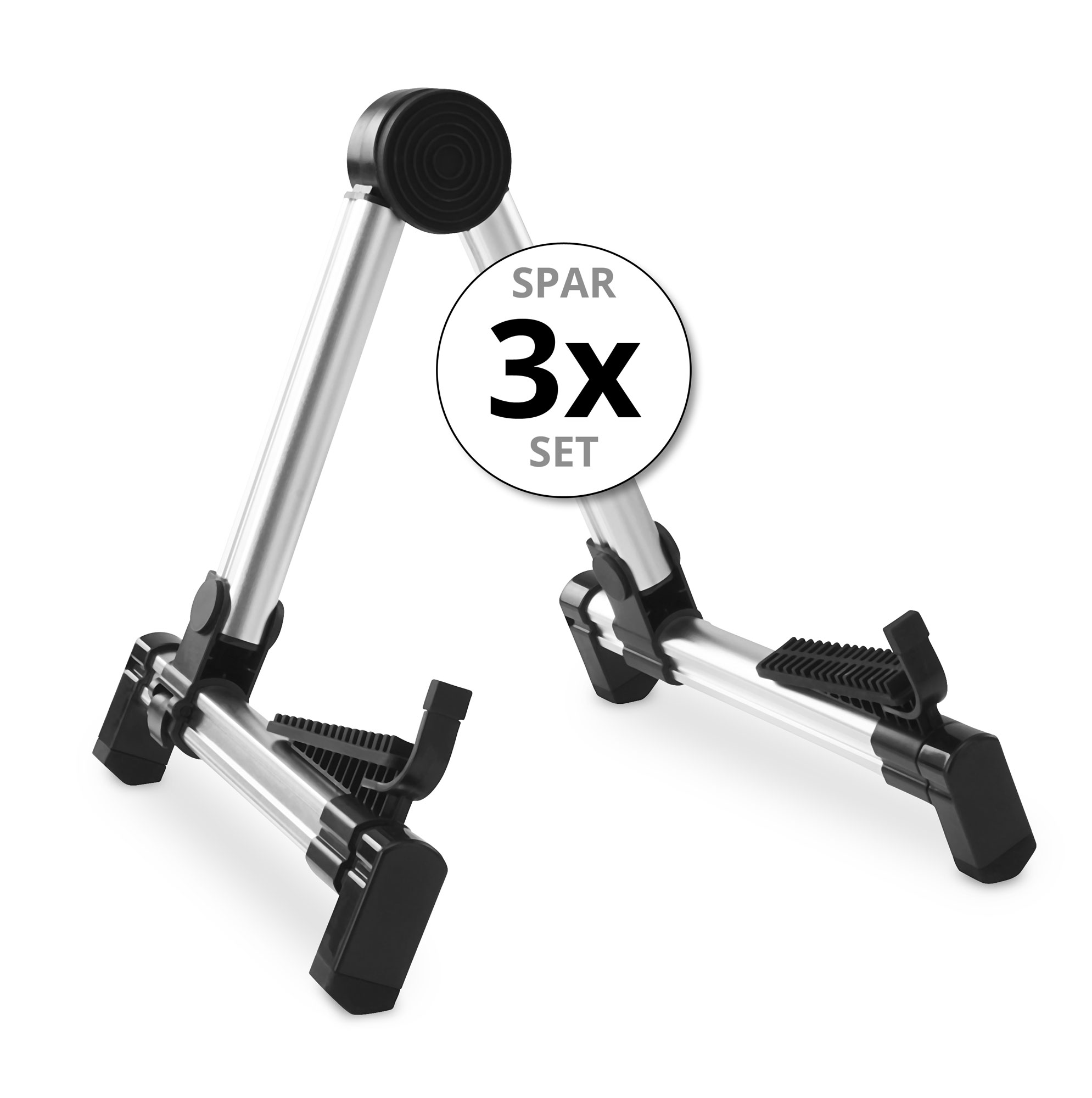 3x Supporto Universale Stand Reggichitarra Portatile Reggi Guitar Basso Argento