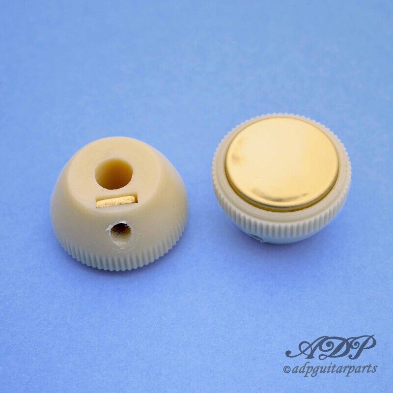 2 Bottoni Vintage Hofner Violin Basso Tè - Tazza Knobs Bianco Dorato Reflector