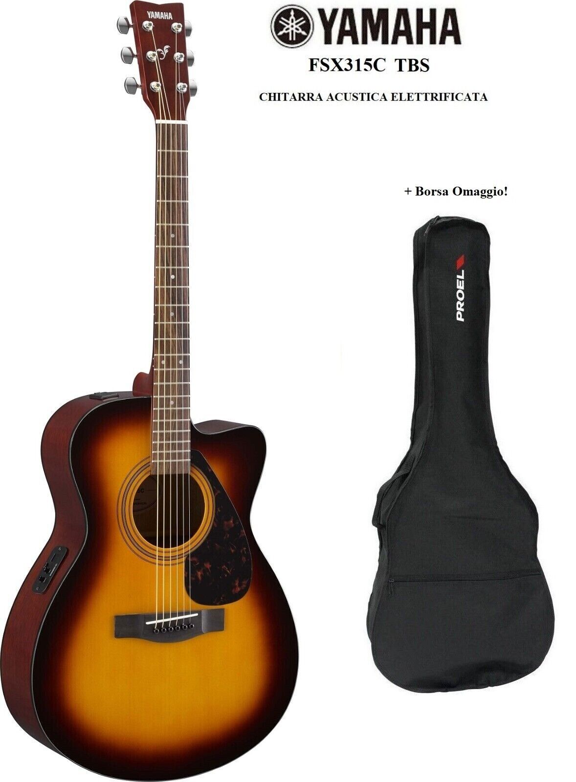 YAMAHA FSX315C TBS Tobacco Brown Sunb CHITARRA ACUSTICA ELETTRIFICATA + BORSA