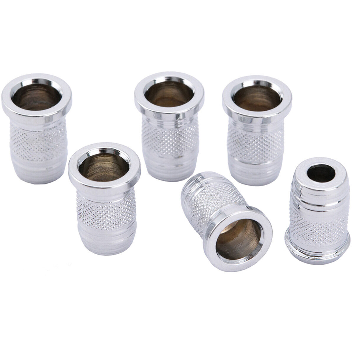 Musiclily Pro 6Pcs Chrome 11mm Steel Guitar Through Body String Ferrules Bushing