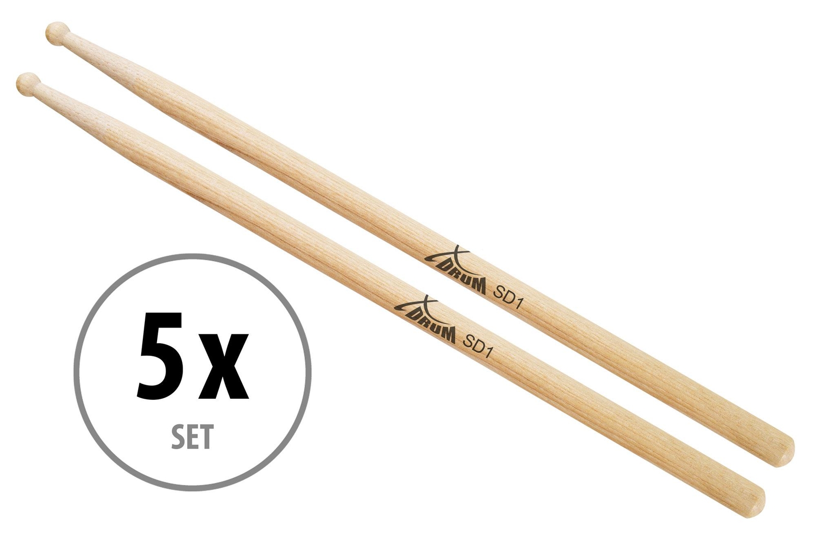 5x Bacchette SD1 Batteria Percussioni Drumstick Percussion Punta Tip Legno Acero