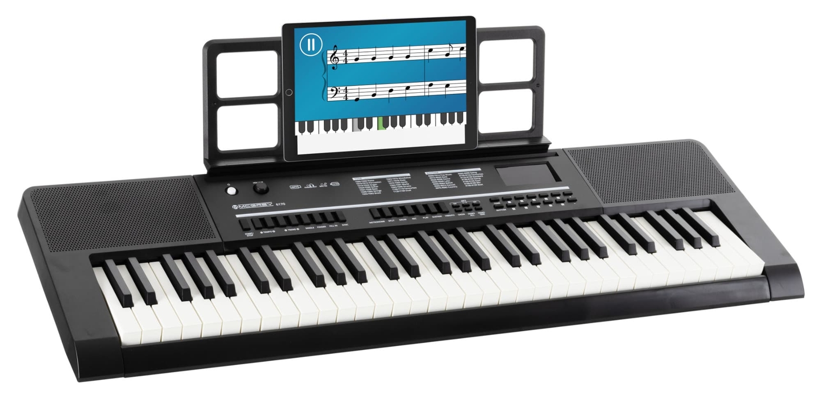 Keyboard Tastiera Elettronica 61 Tasti Pianola Pianoforte USB AUX Portatile Nera