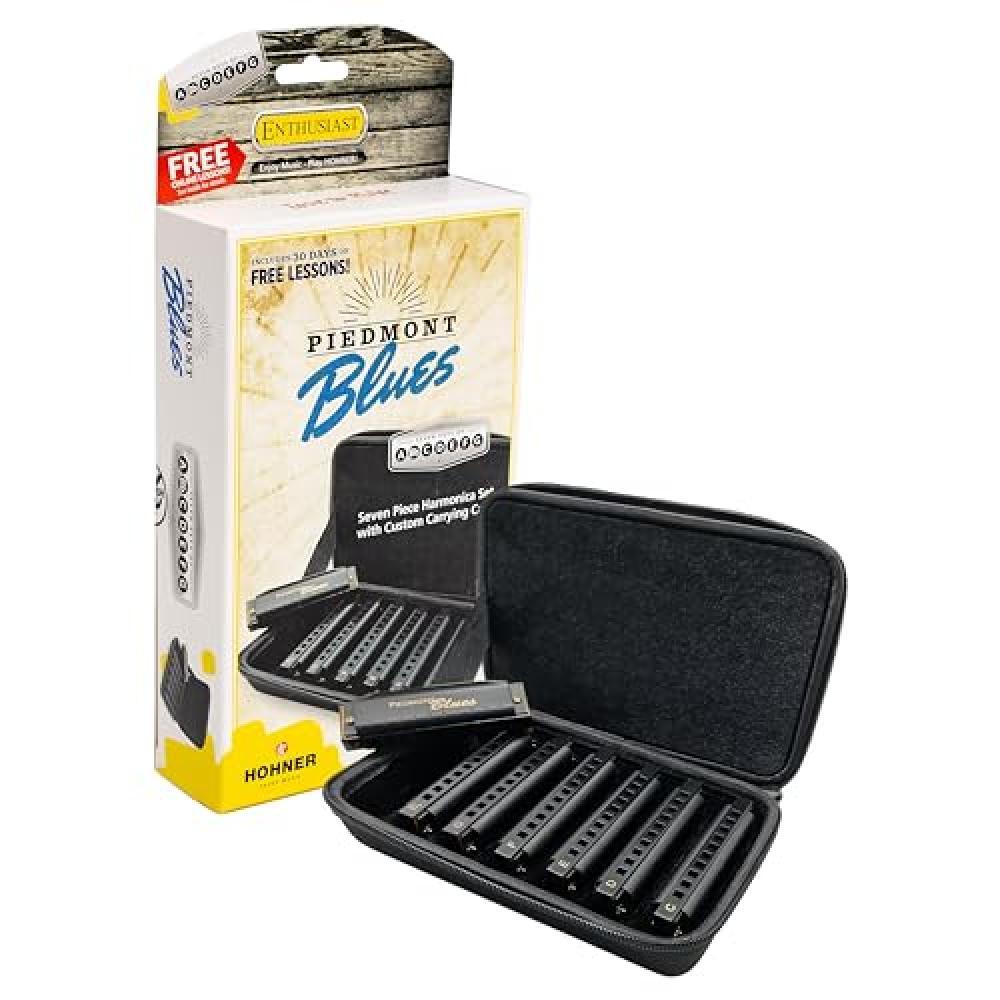 Hohner PBH7 Piedmont Blues 7 Pack Harmonica Set - Keys G, A,Bb, C, D, E, F - NUO