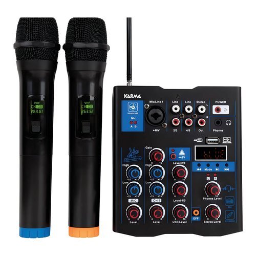 Mixer disc jockey Karma 5 canali con doppio radiomicrofono VHF MXW 5