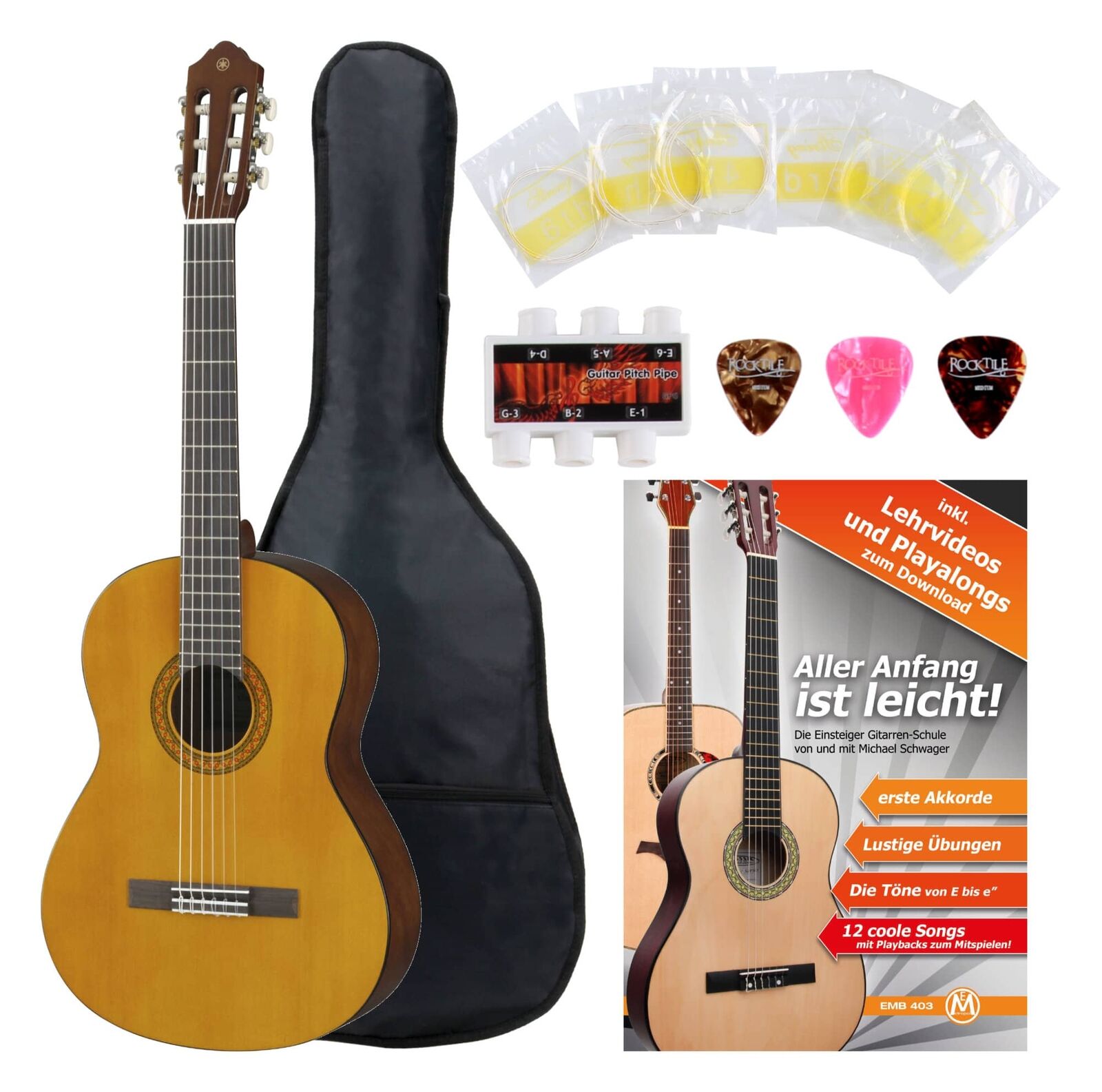 YAMAHA C40 CHITARRA CLASSICA SET PROFESSIONALE CON CUSTODIA BORSA NUOVA